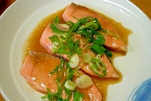 おつまみにも！ 「サーモンのネギバター味ﾎﾟﾝ」 レシピ・作り方 by