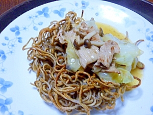 蕎麦で焼きそばです♪