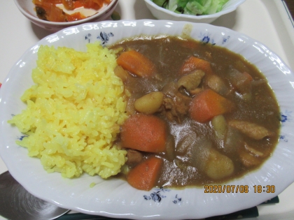 カレー用に☆ターメリックで炊いたバターライス