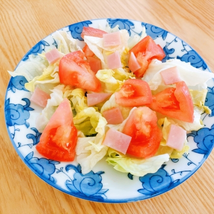 厚切りハムの野菜サラダ