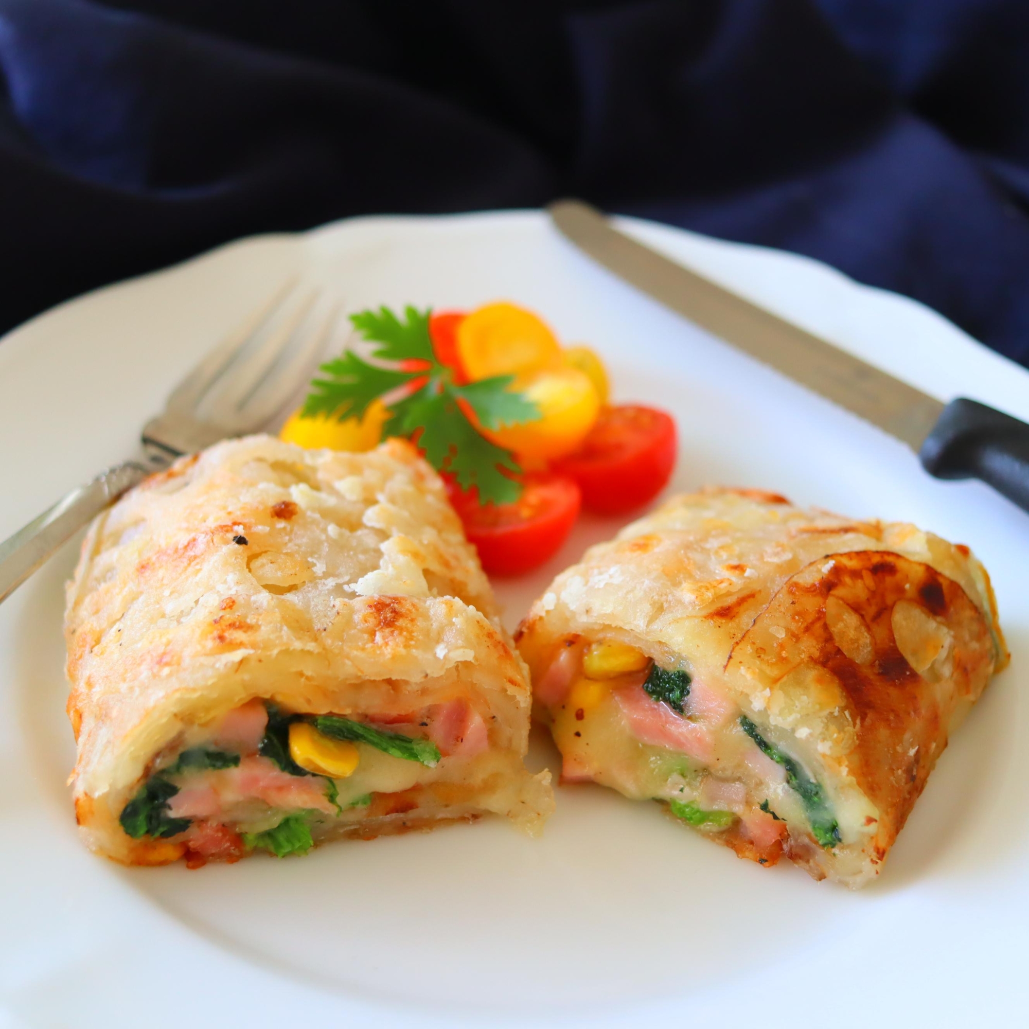 卵焼き器で作る♪野菜たっぷりパイ風チーズ巻き