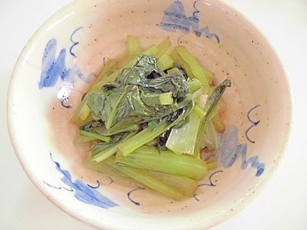 豚の茹で汁で　小松菜のサッと煮