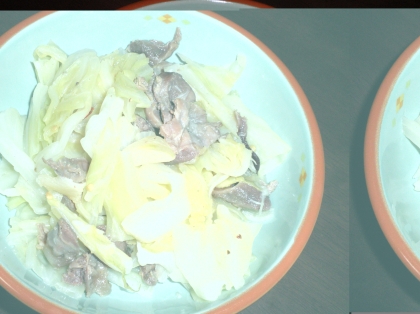 砂肝とキャベツの炒め物