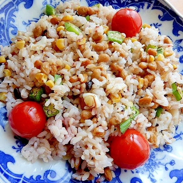 ５分！？コツ有❤皆大好き❤オクラの納豆チャーハン♪