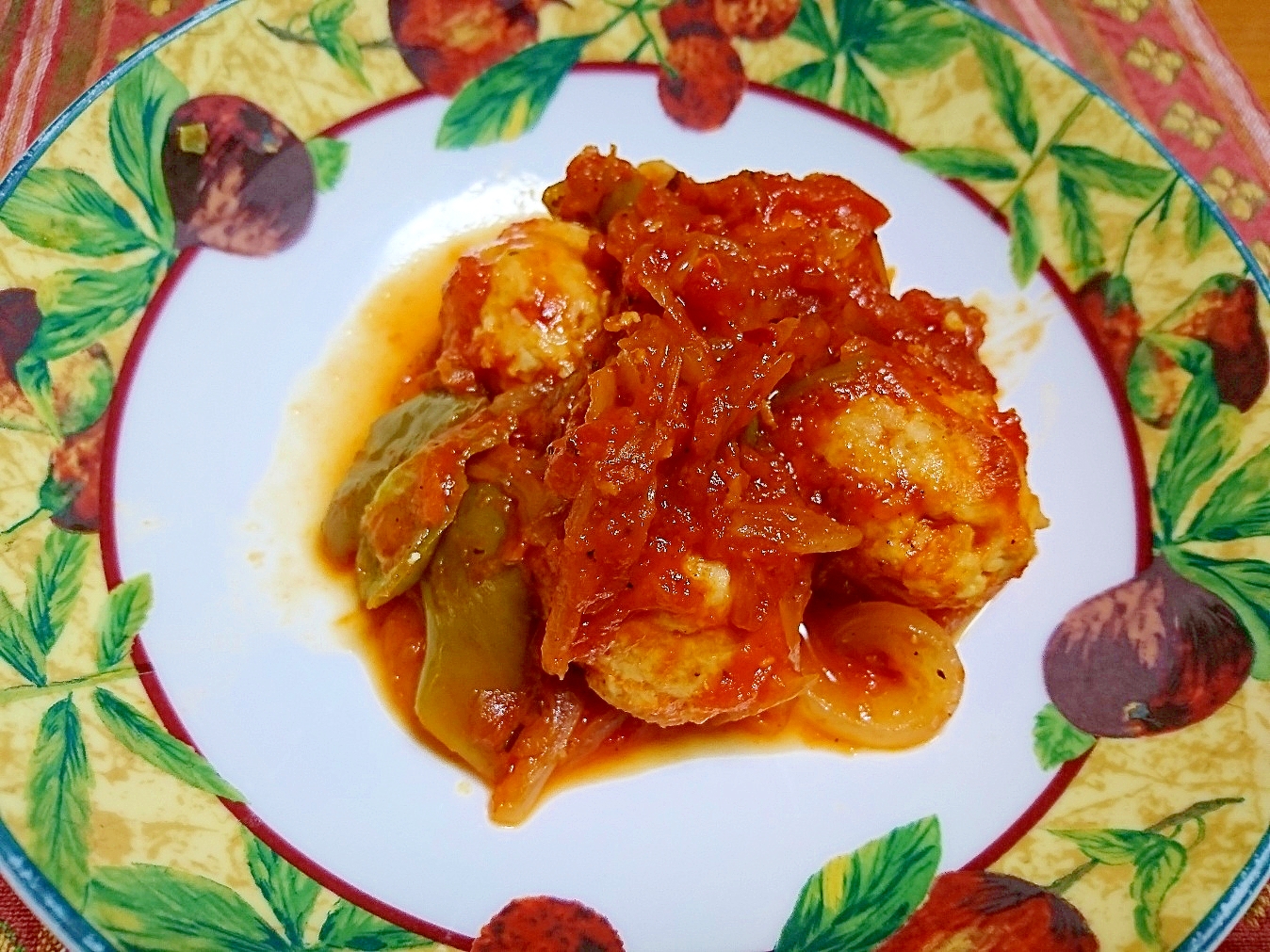 鶏団子と野菜のトマト炒め