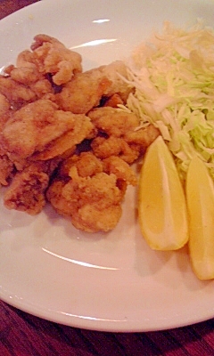 塩レモンで、鶏もも肉の塩唐揚げ♪