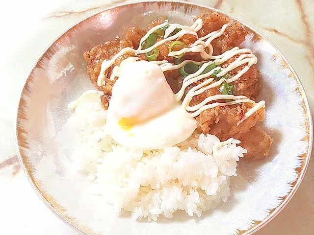 ザンギアレンジ!スイチリの温泉卵乗せ・ザンギ丼