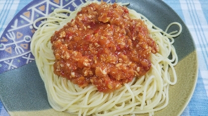 レトルト活用☆ハム入りミートソースパスタ