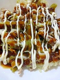 キャベツとピーマンのお好み焼き風