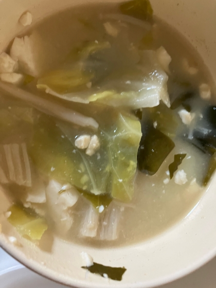 白なす春菊キャベツ味噌汁