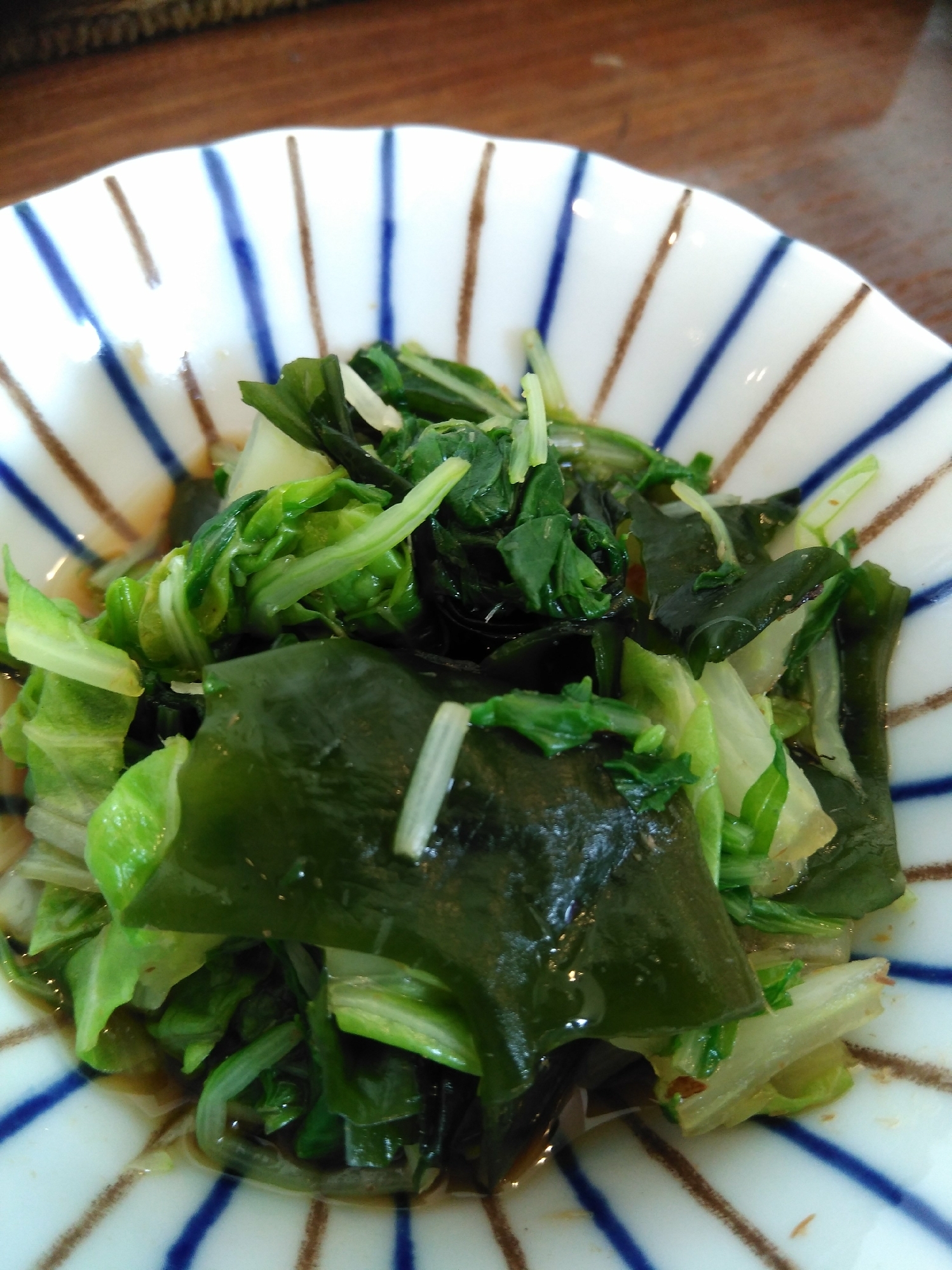 水菜と白菜とわかめの和えもの