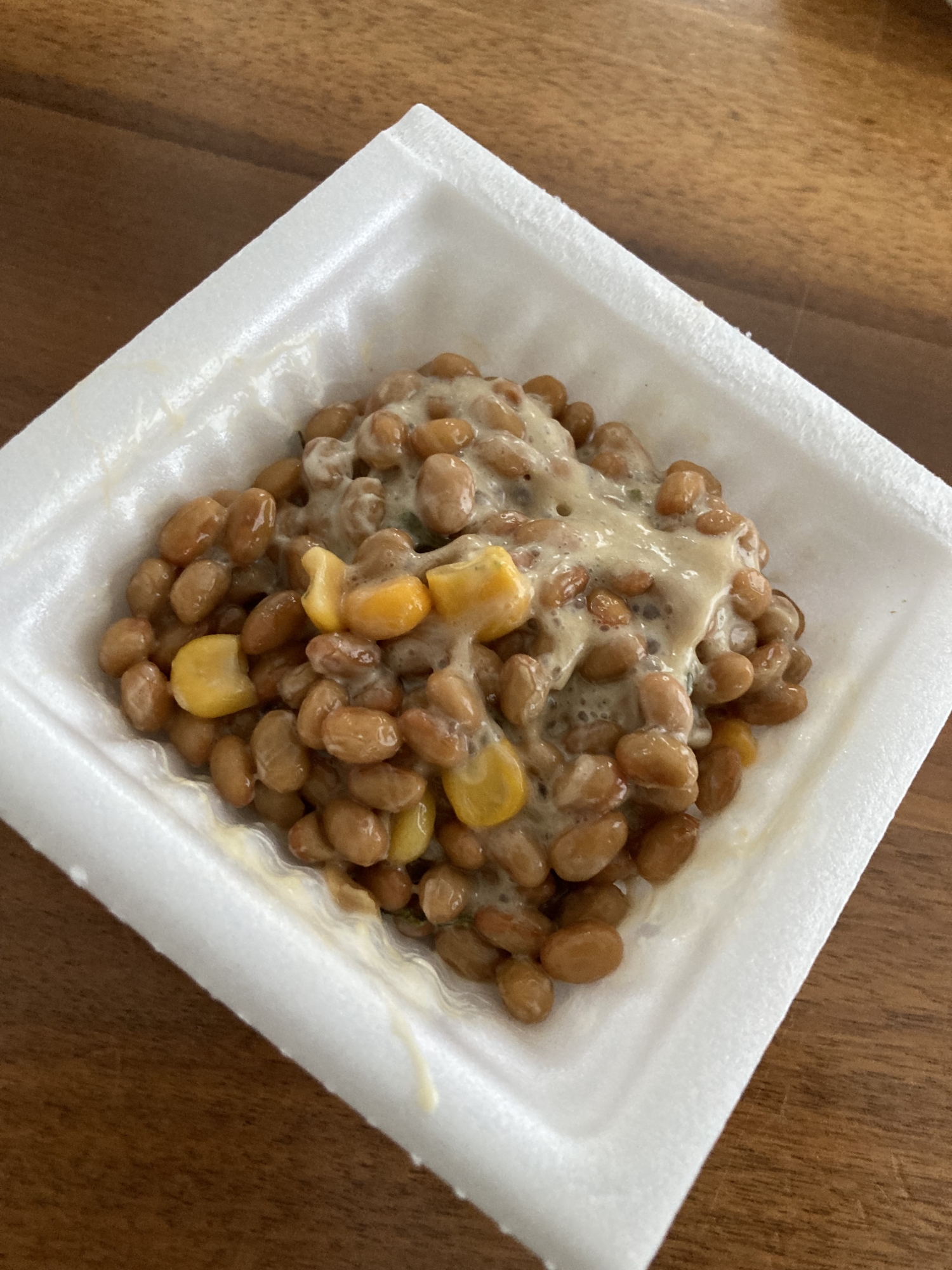 冷凍コーンを使って納豆