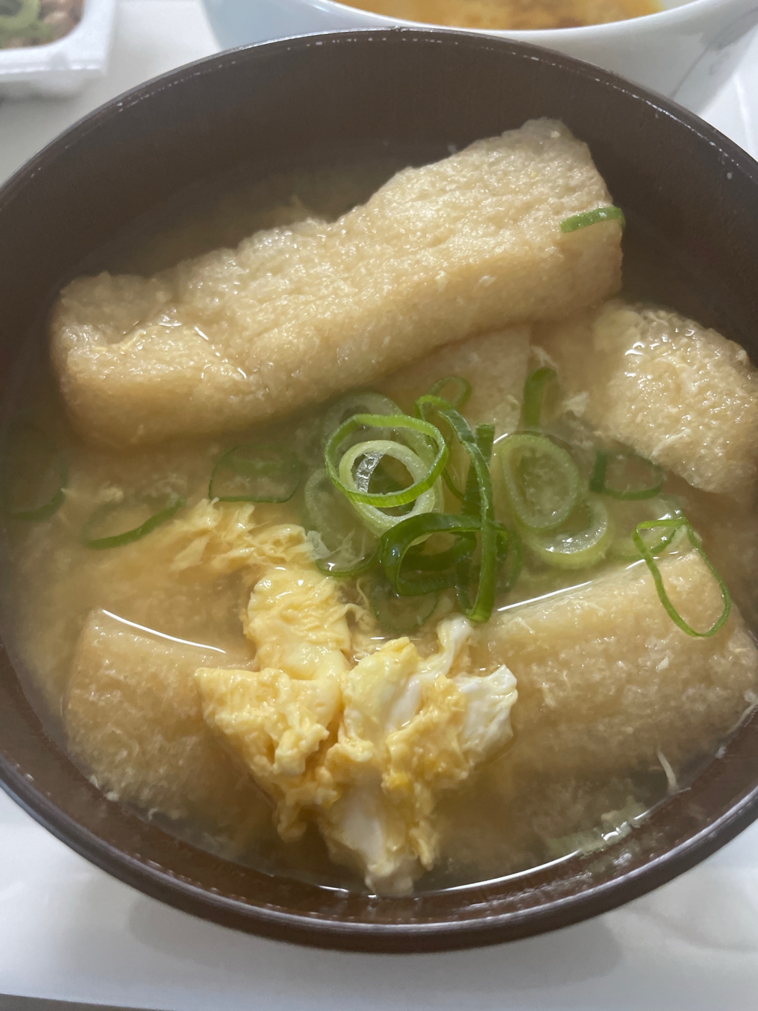 薄揚げと卵の味噌汁^ - ^/すりおろし生姜入り