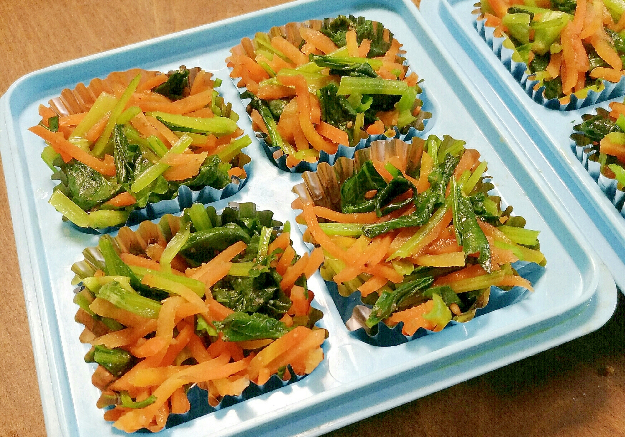 お弁当用冷凍おかず 小松菜とにんじんのおひたし レシピ 作り方 By Ururun60 楽天レシピ