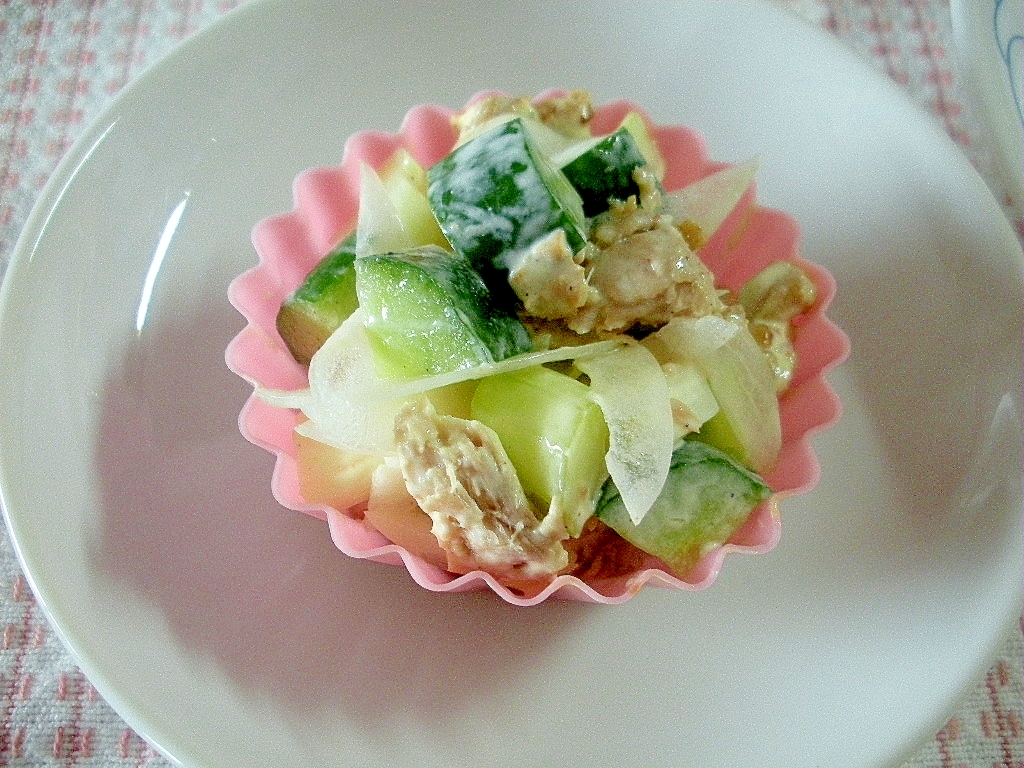 【お手伝いレシピ】☆ツナときゅうりのお弁当サラダ☆