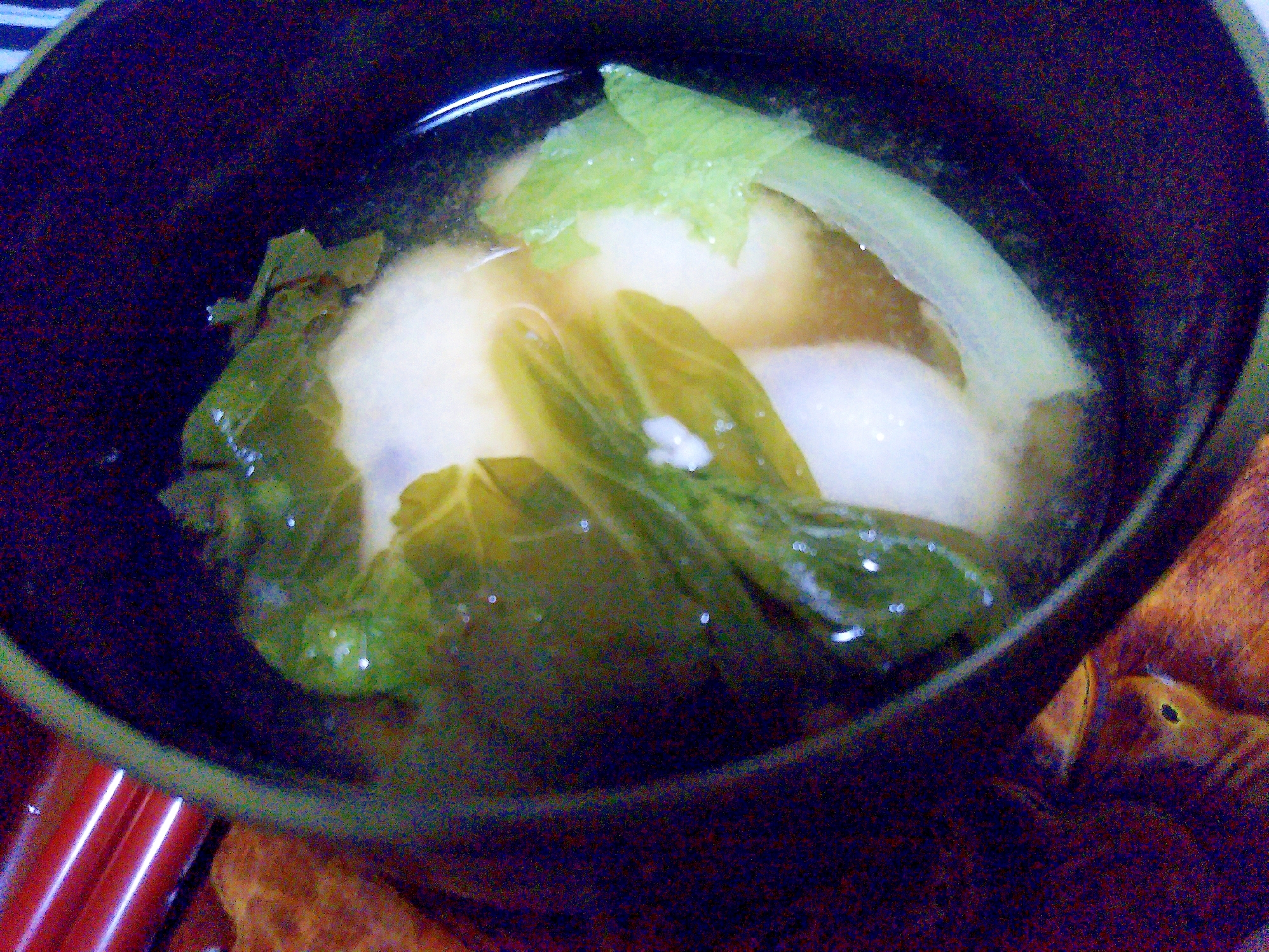 里芋&サニーレタスの味噌汁