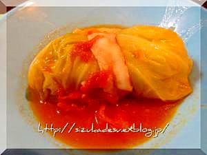 春キャベツでロールキャベツ(圧力なべ)