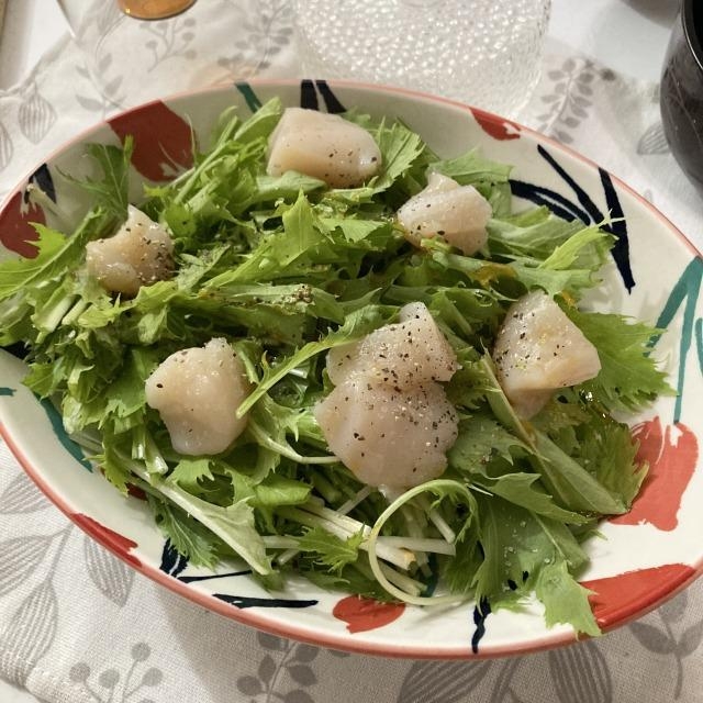 ホタテと水菜の棒棒鶏ソース