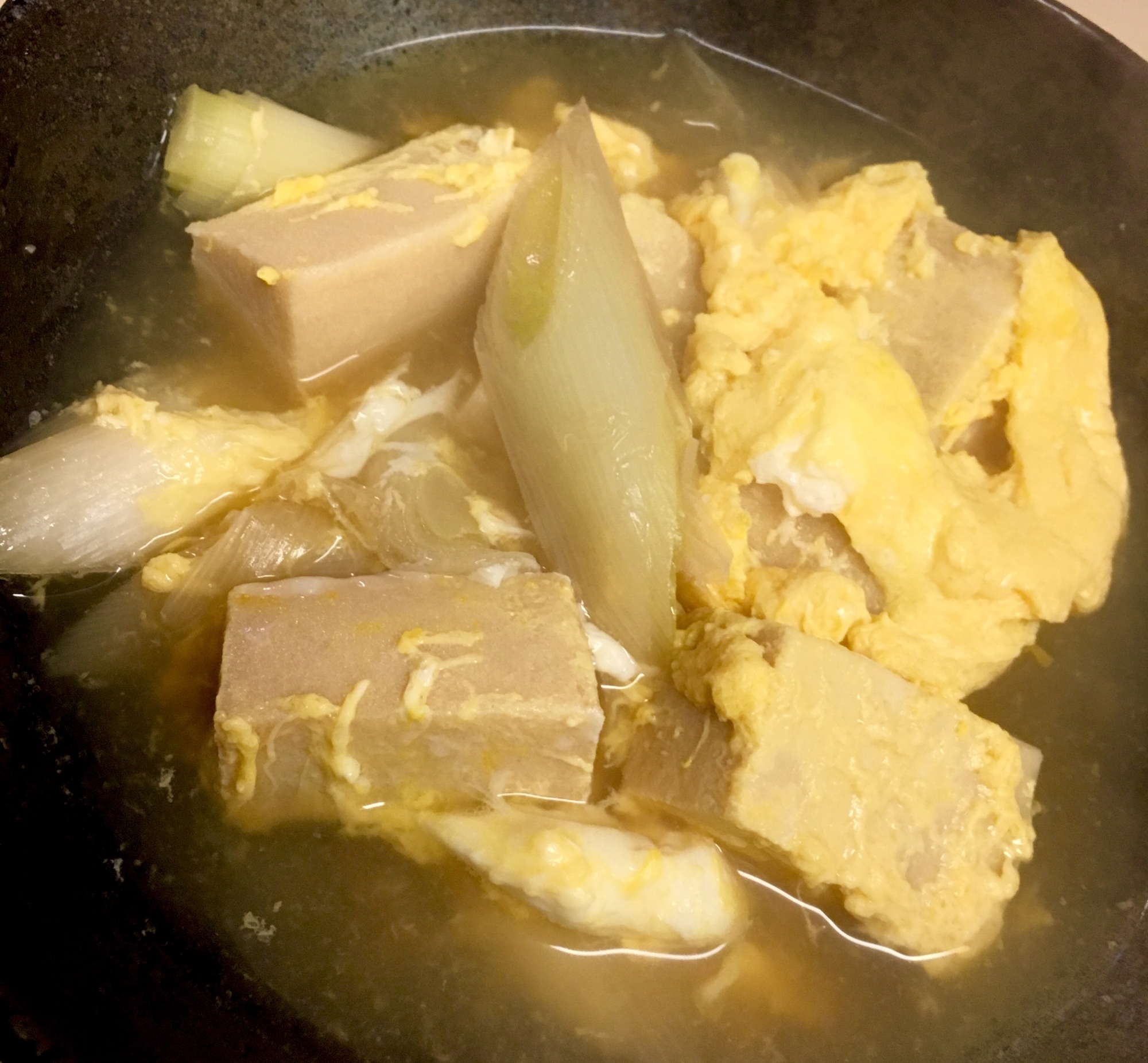 高野豆腐と長ネギの卵とじ