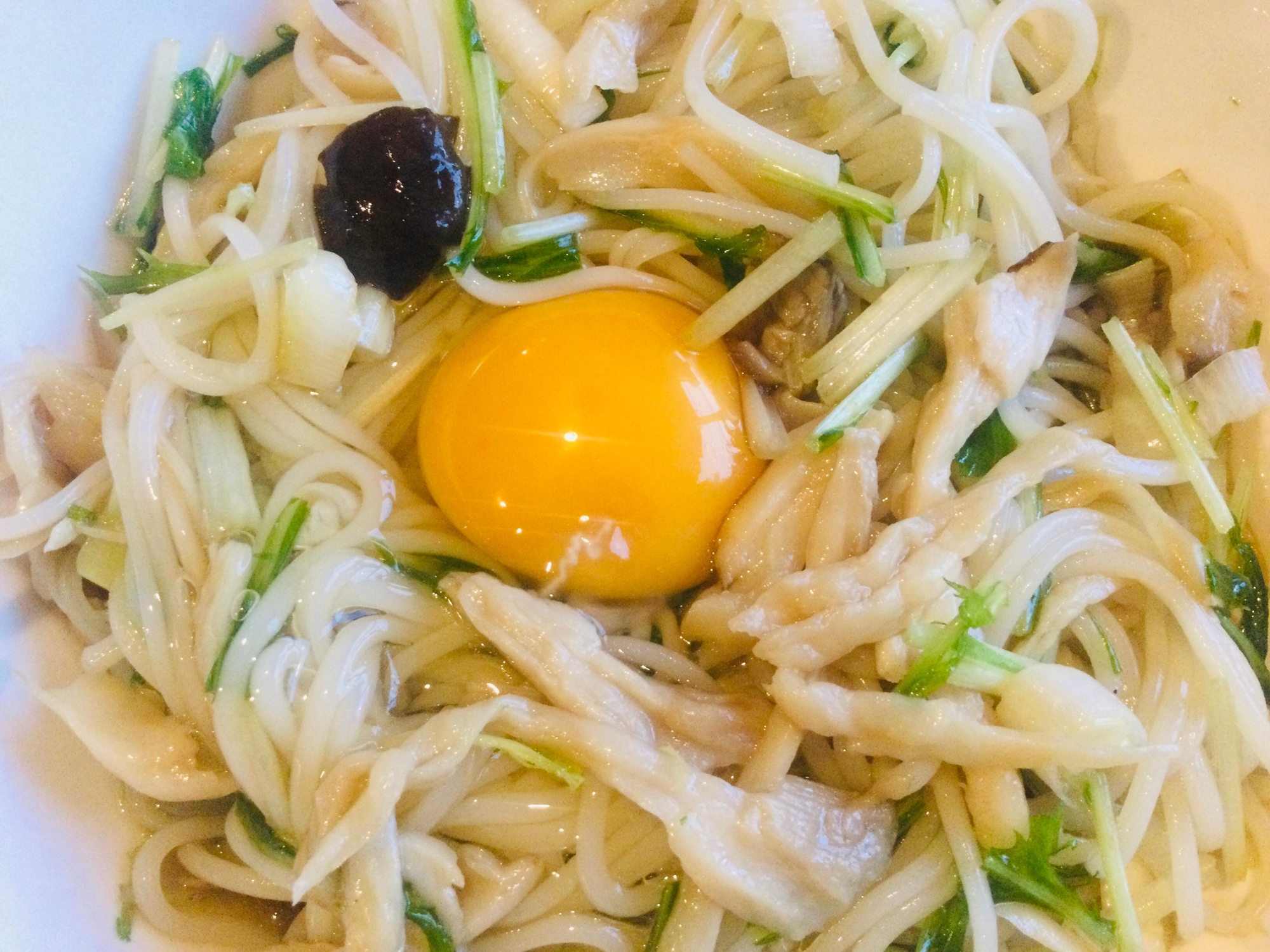 エリンギと水菜の卵そうめん