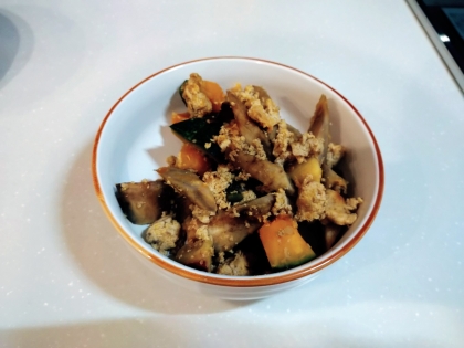 下茹で済みゴボウで❤合い挽き肉&薩摩芋&南瓜の煮物