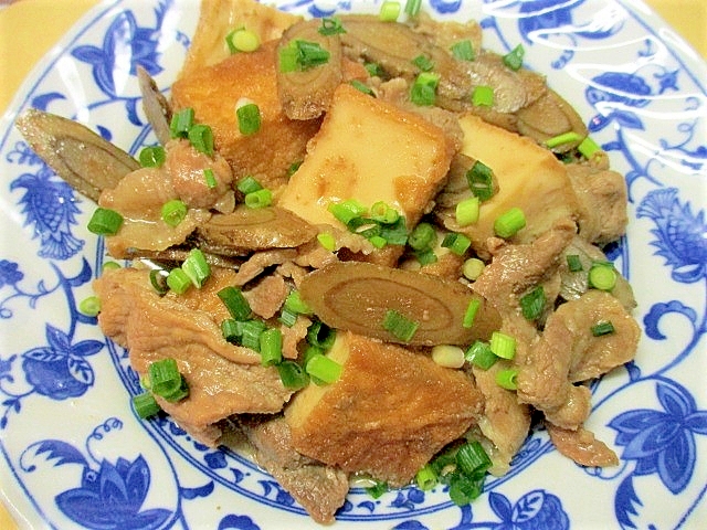 厚揚げ・牛蒡・豚肉の中華風炒め煮