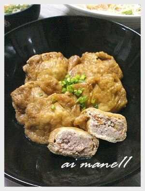 混ぜて詰めて煮るだけ 油揚げの豚挽き肉入り巾着煮 レシピ 作り方 By Mane11 楽天レシピ