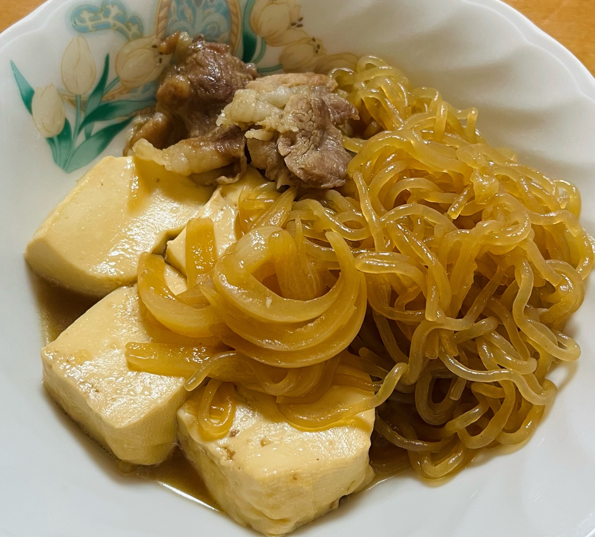 節約！豚こま肉で肉どうふ
