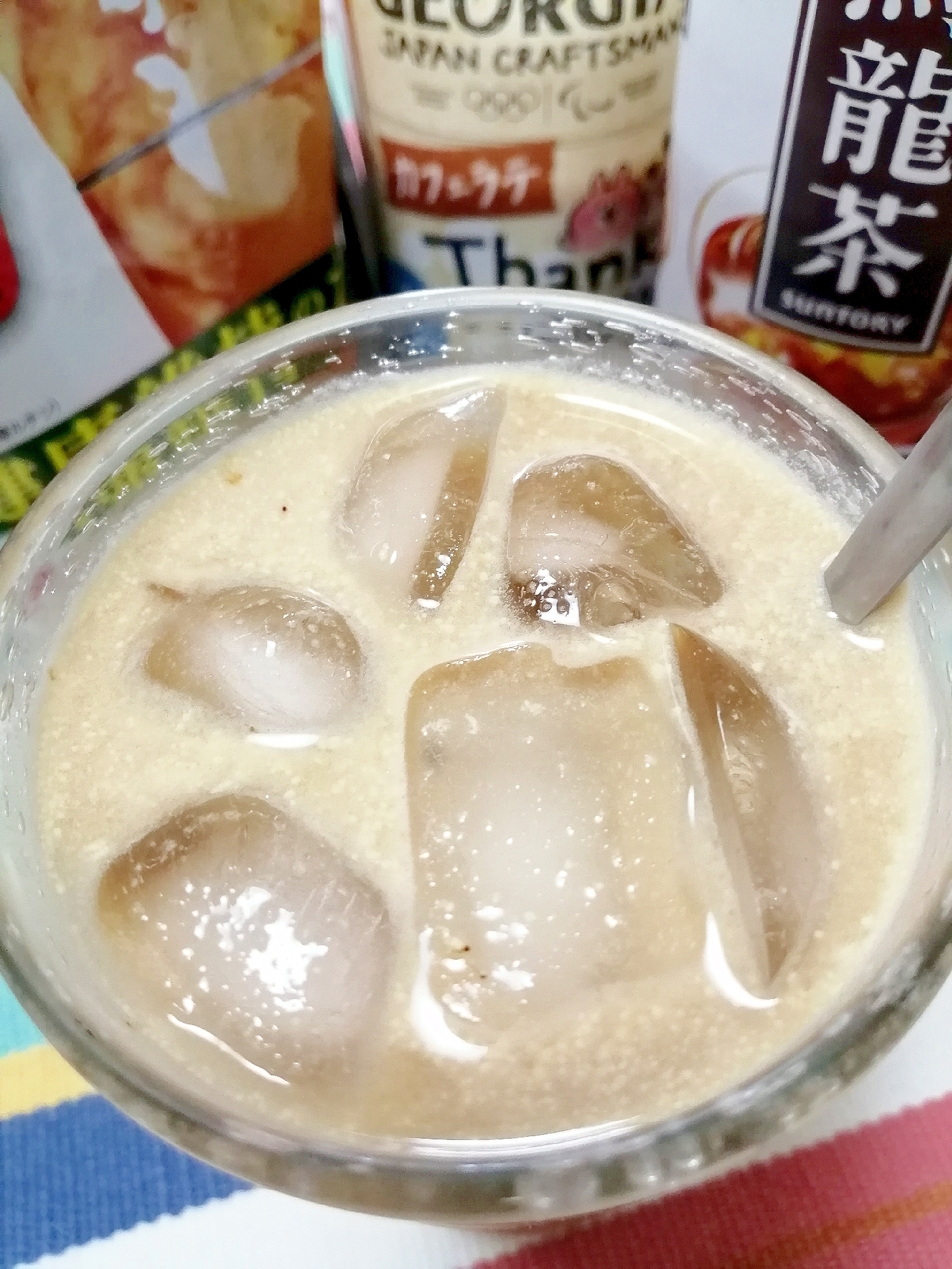 アイス☆大豆プロテインウーロンカフェラテ♪