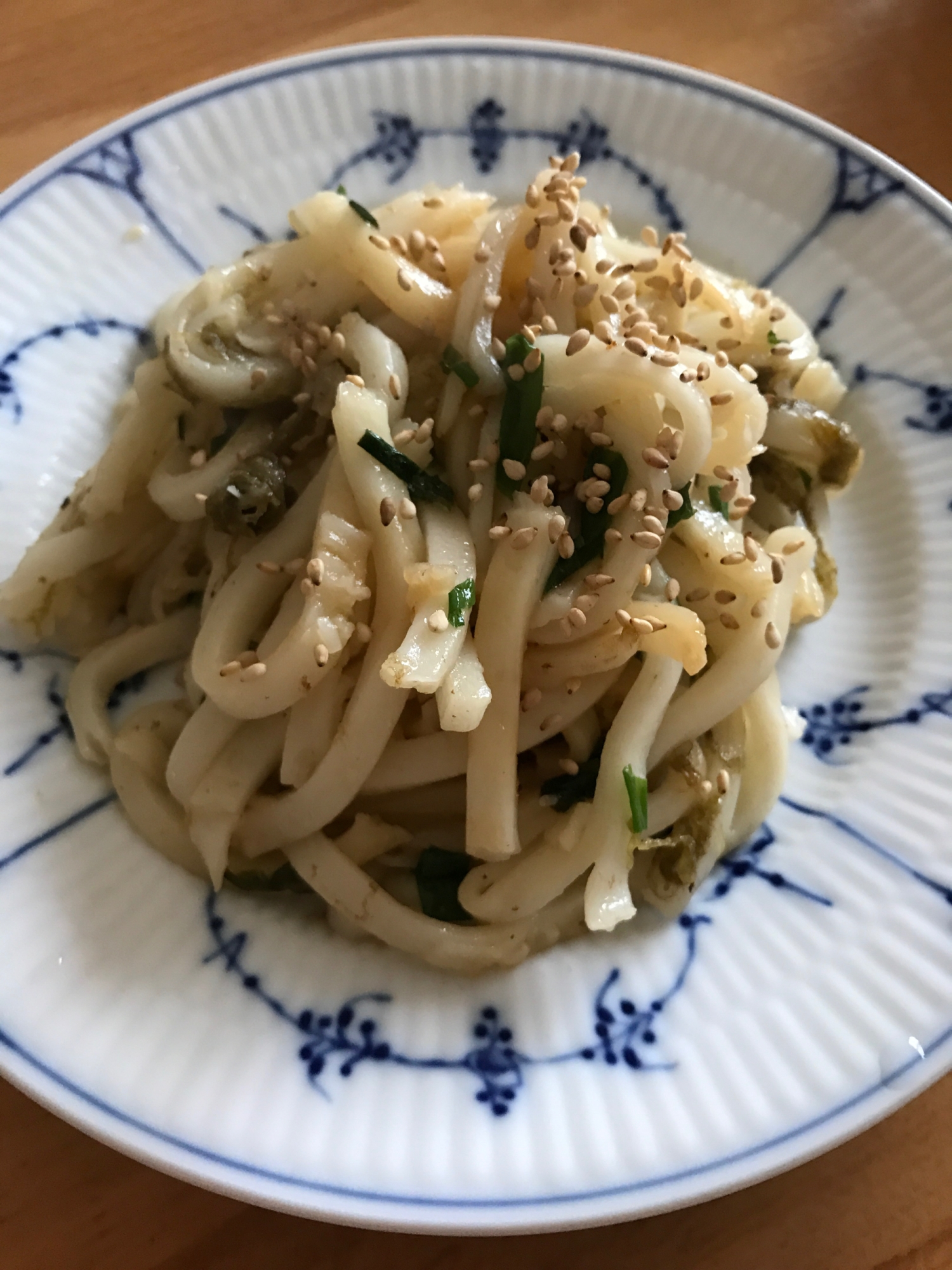 とろろこんぶとネギの焼きうどん