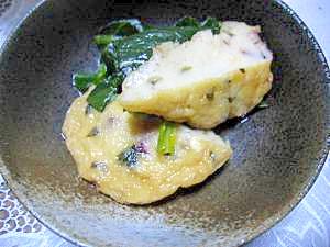 小松菜と海鮮かき揚げ煮