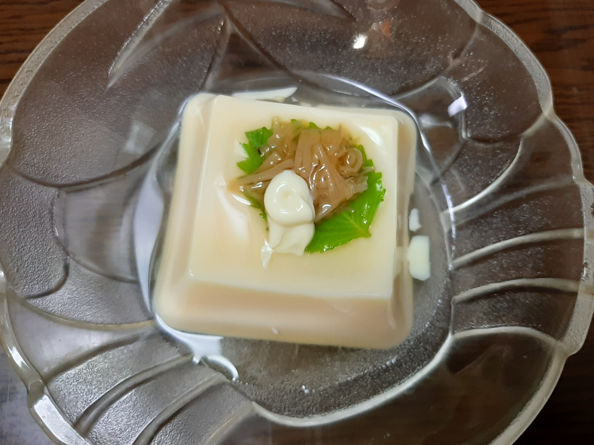 卵豆腐アレンジ なめ茸のせ