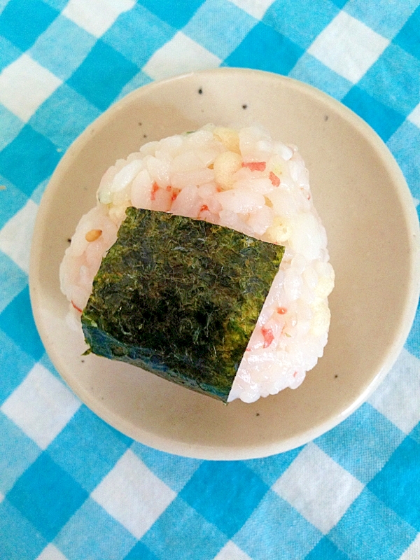 明太子ふりかけと天かすのおにぎり♪