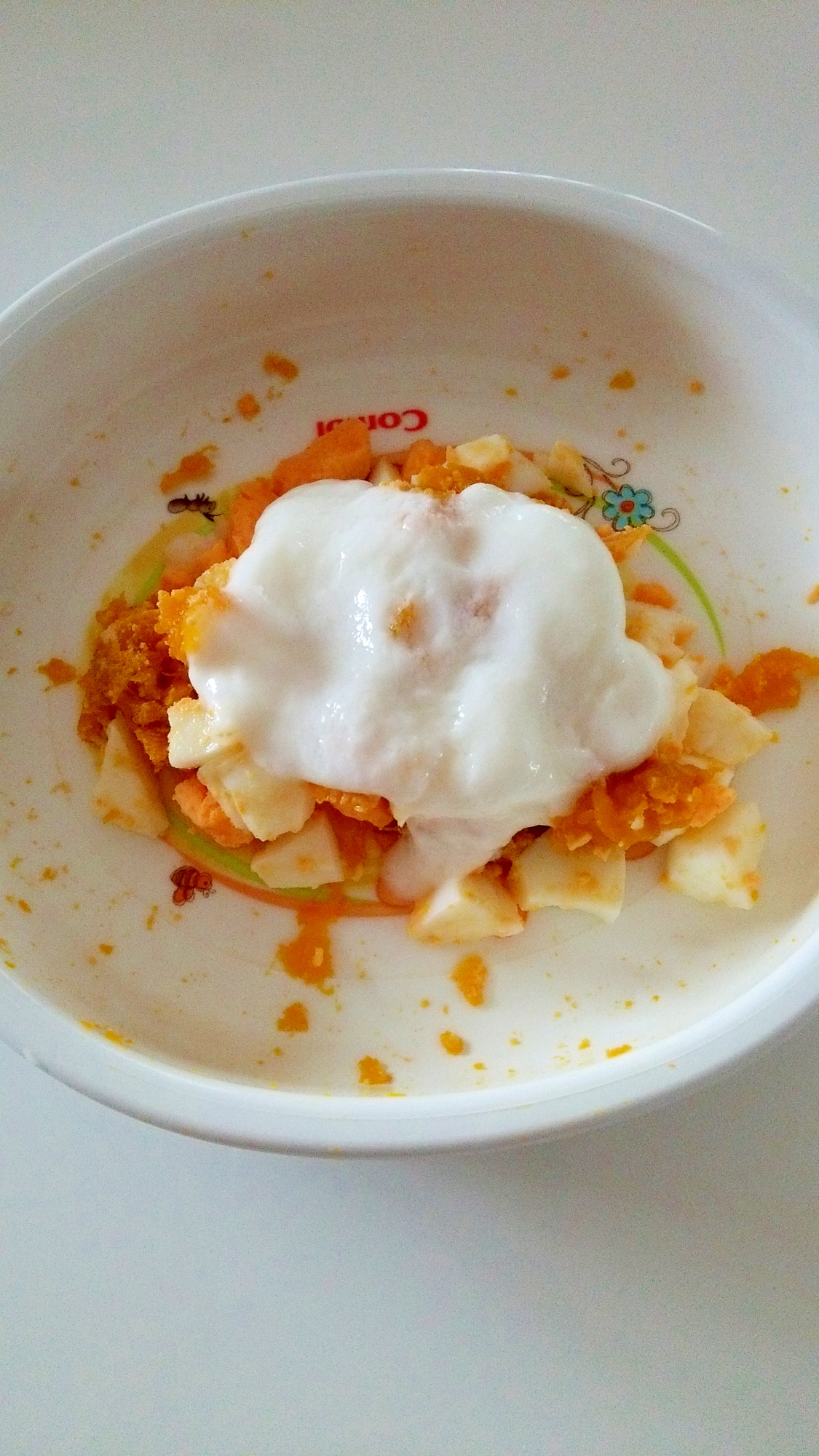 離乳食☆かぼちゃと卵のヨーグルトサラダ