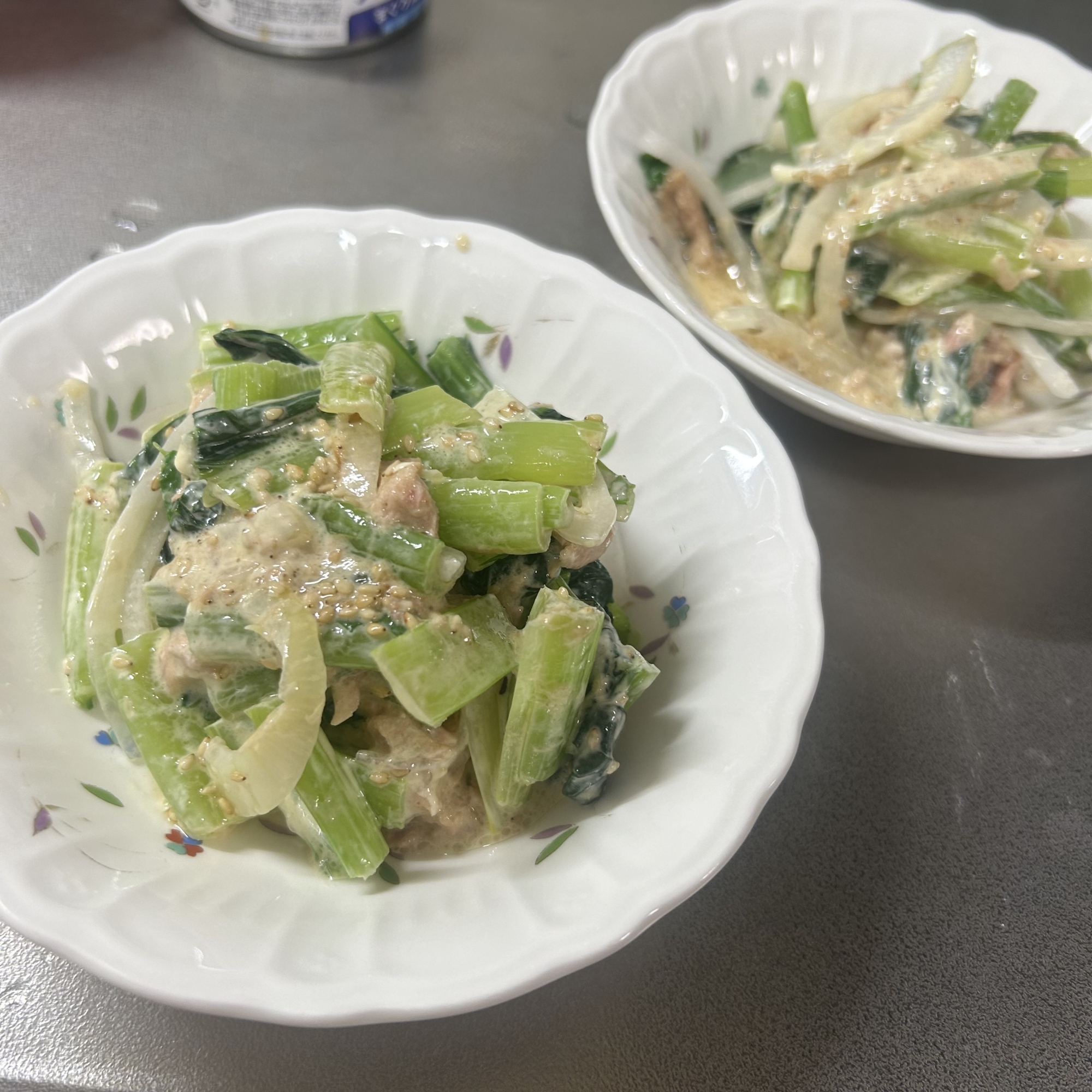 新玉ねぎと小松菜とツナの和物
