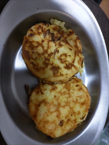 小さめのお好み焼きを作りました！　美味しかったです！