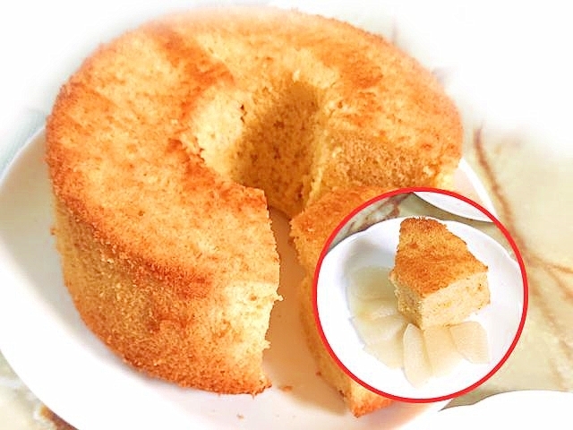 和梨たっぷり!シンプルな梨のシフォンケーキ♪