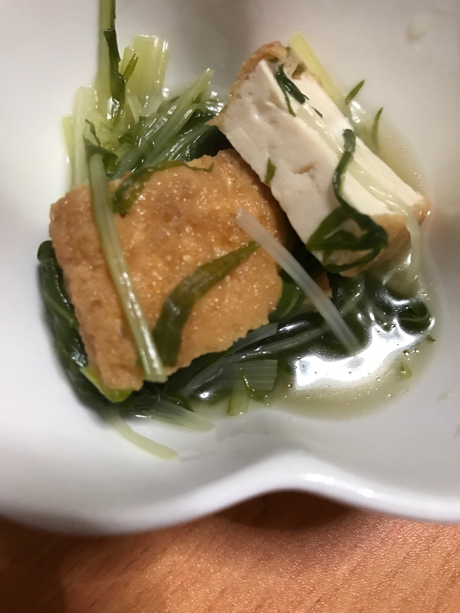 水菜と厚揚げの煮びたし