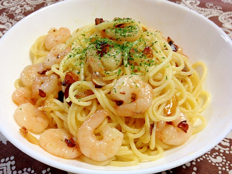 海老のアヒージョ☆ペペロンチーノ