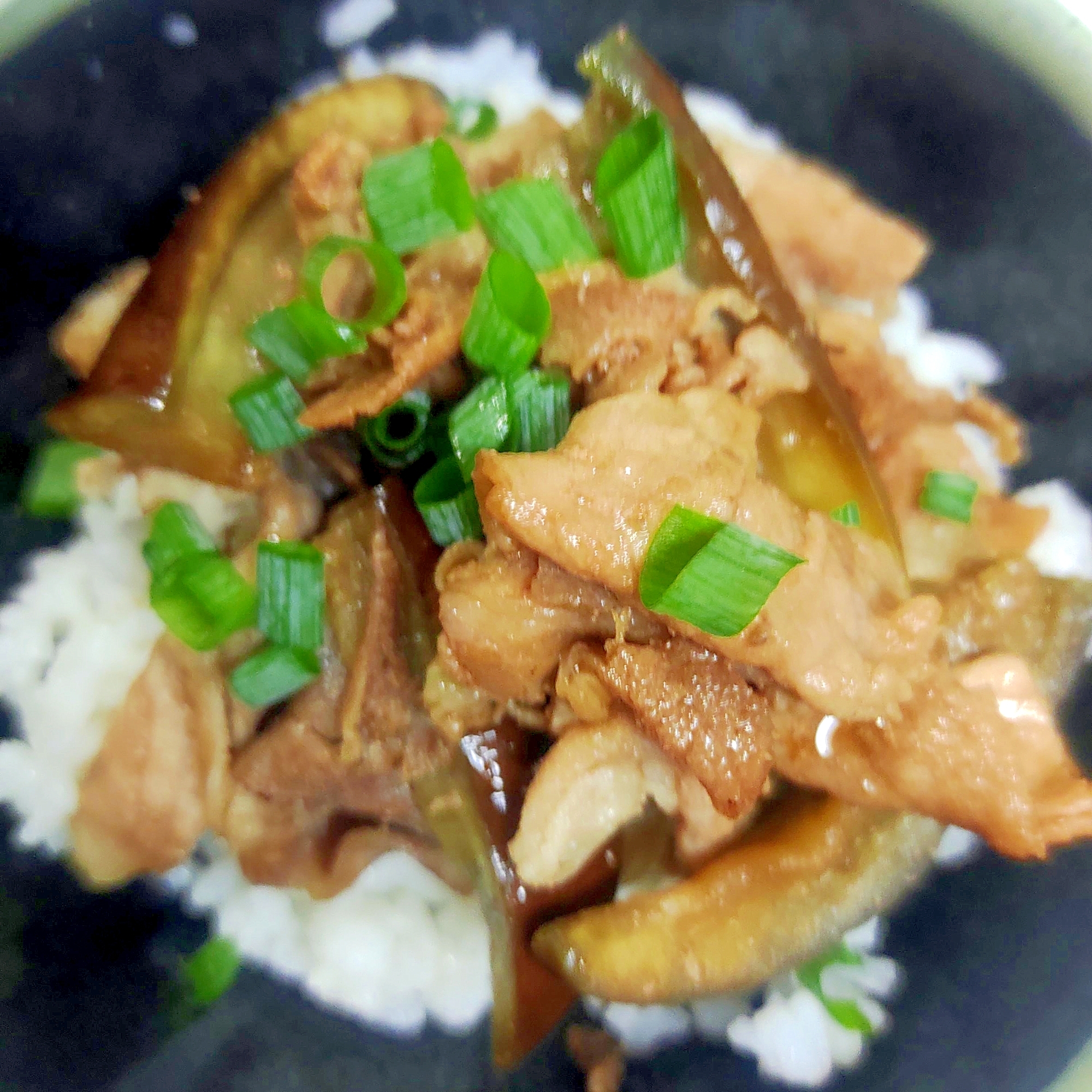 豚肉となすのバターじょうゆ丼