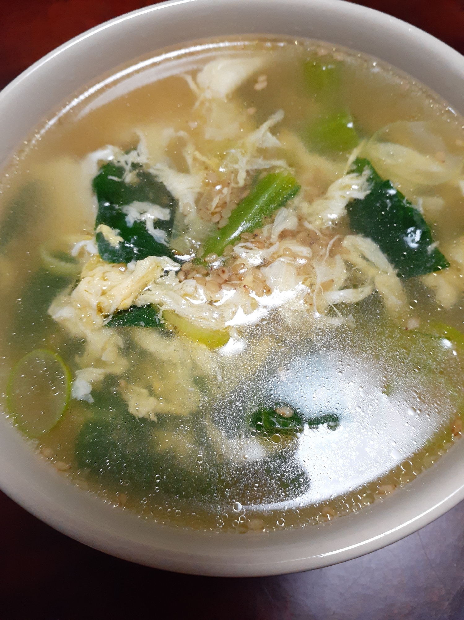 小松菜とかきたまの中華スープ