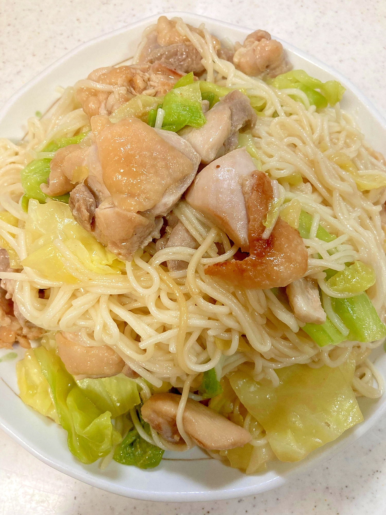 【温麺】鶏もも肉のちゃんちゃん焼き風焼き温麺