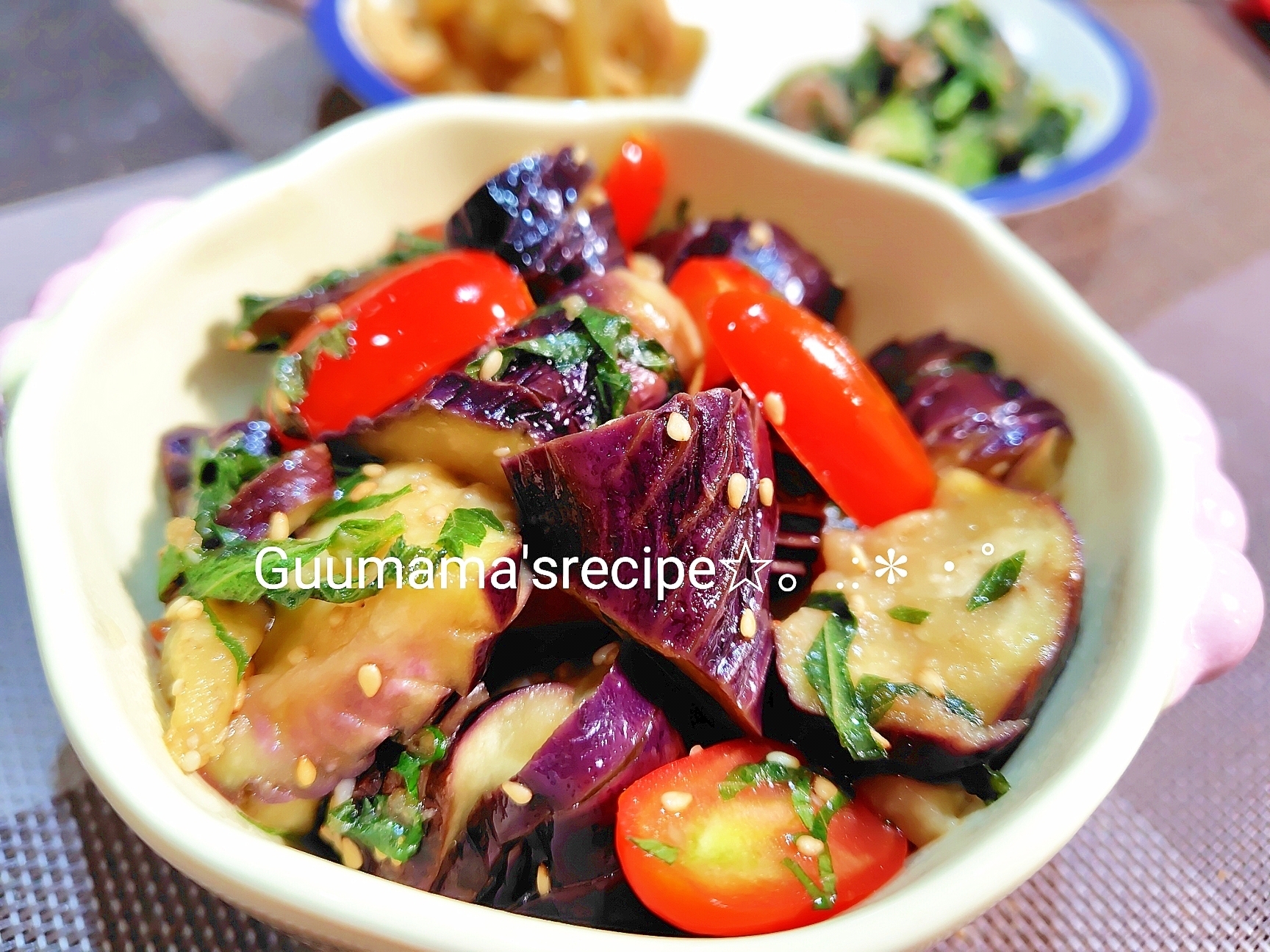 ポン酢で簡単♡レンジで♡なすとトマトの中華風サラダ