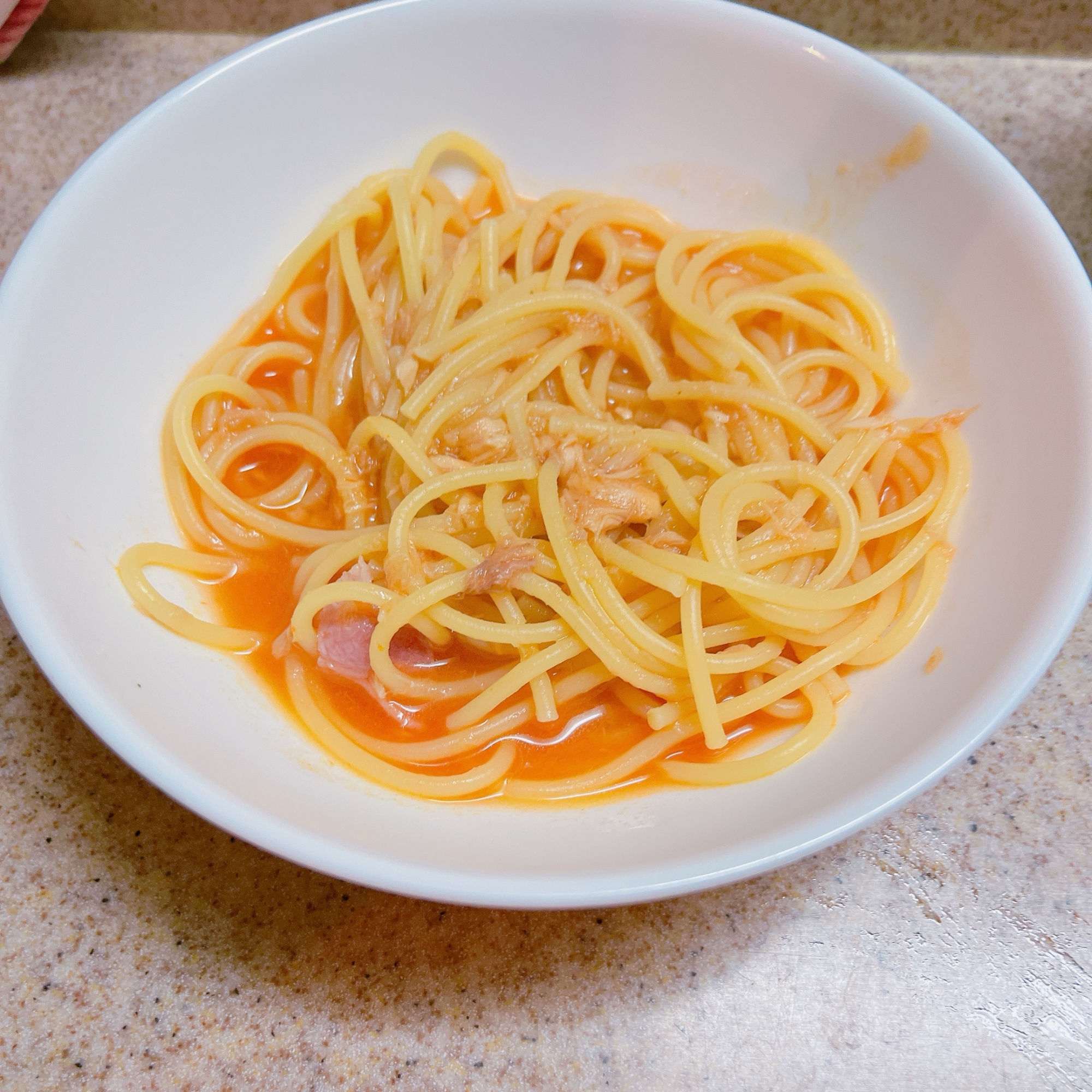 ♡ツナとオカラパウダー入り♡トマトスープパスタ