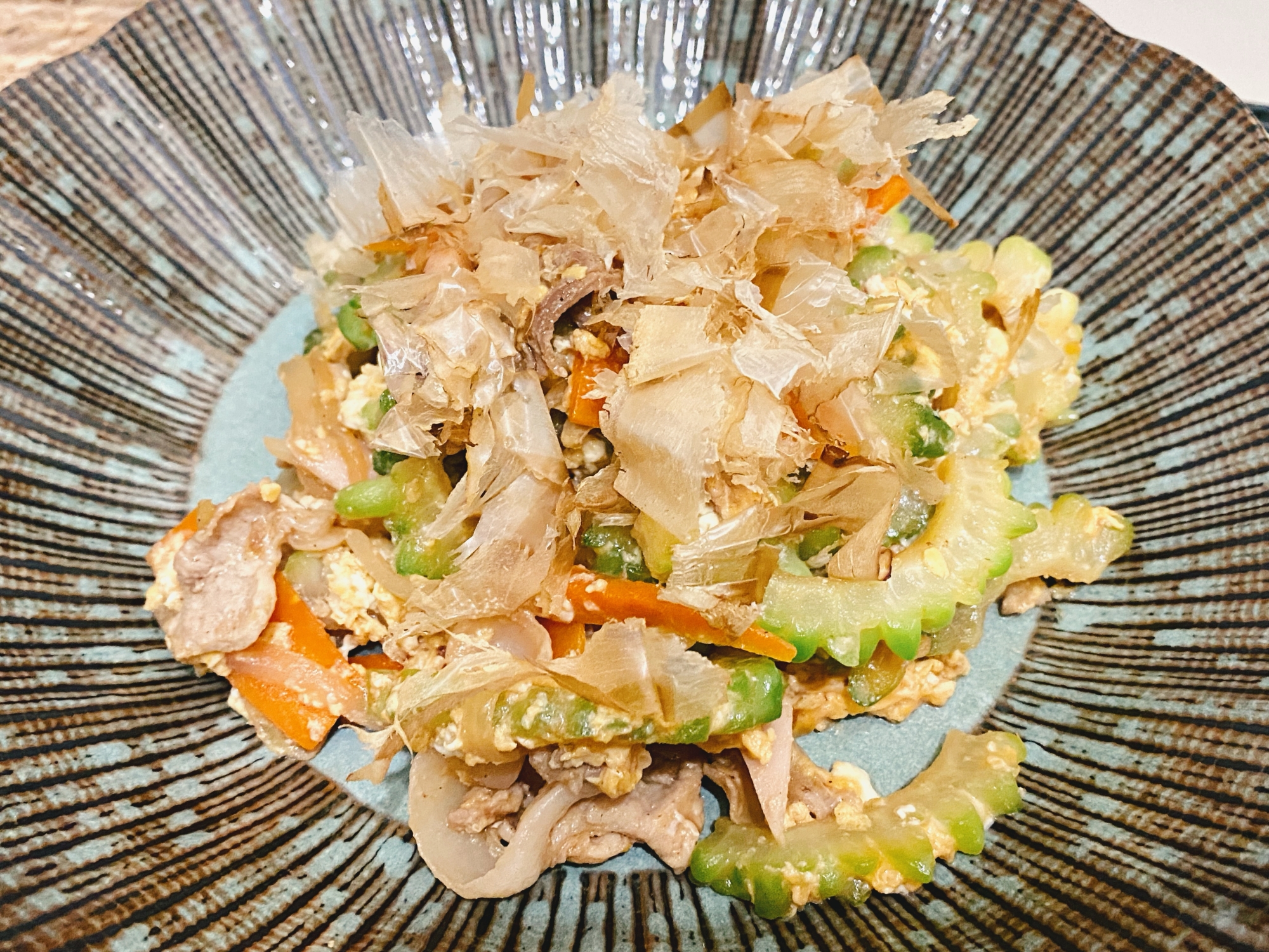 ✎*｡:ﾟゴーヤと豚肉の卵炒め