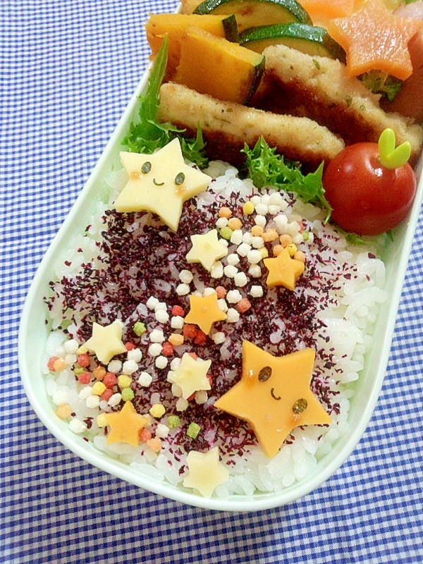 簡単キャラ弁☆七夕 ミルキーウェイのお弁当♪