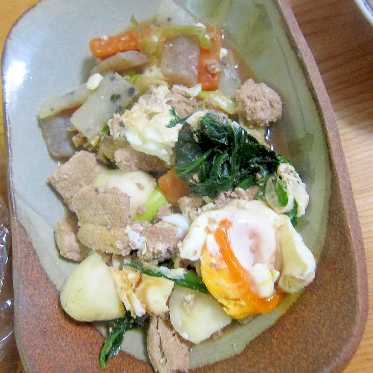 鮪卵小松菜すき焼き豆腐
