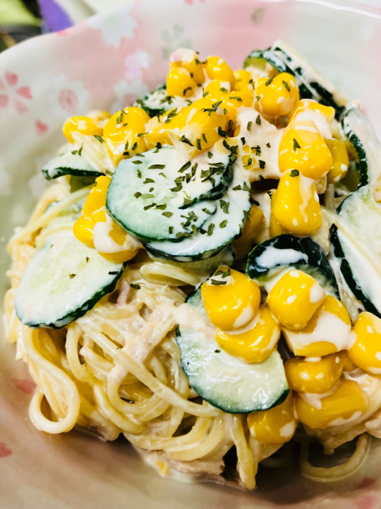 コーンたっぷり！サラスパサラダ☆