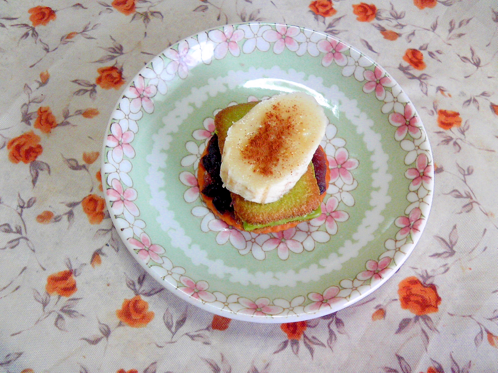 餡子と抹茶ラングドシャとバナナのリッツ