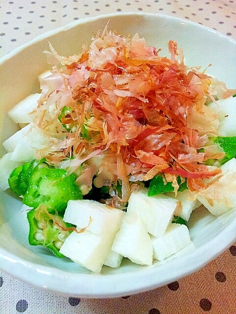 簡単小鉢 長芋とオクラの おかかポン酢和え レシピ 作り方 By ラズベリっち 楽天レシピ